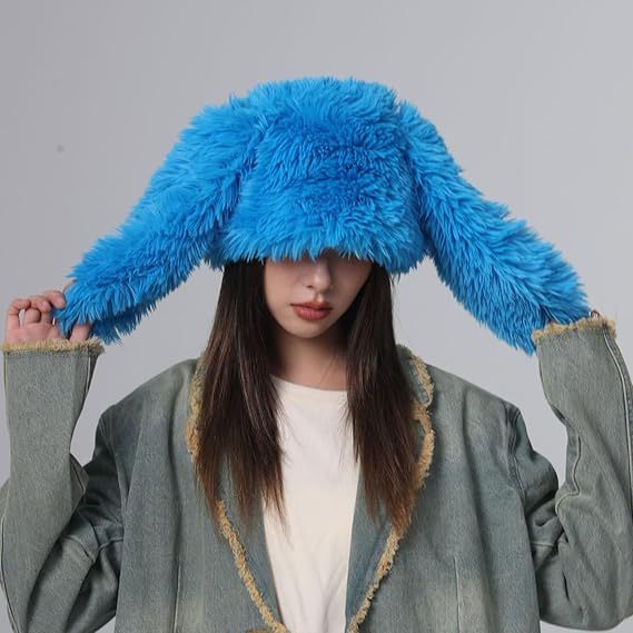 🔥Hot Sale Now 49% OFF - Cute Rabbit Ear Design Bucket Hat, Casual Soft Plush Warm Hat for Women & Men