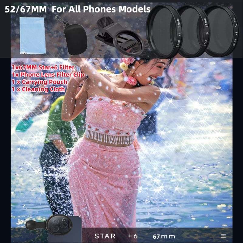 52/67MM Phone Lens Filter Kit For All Phones Models