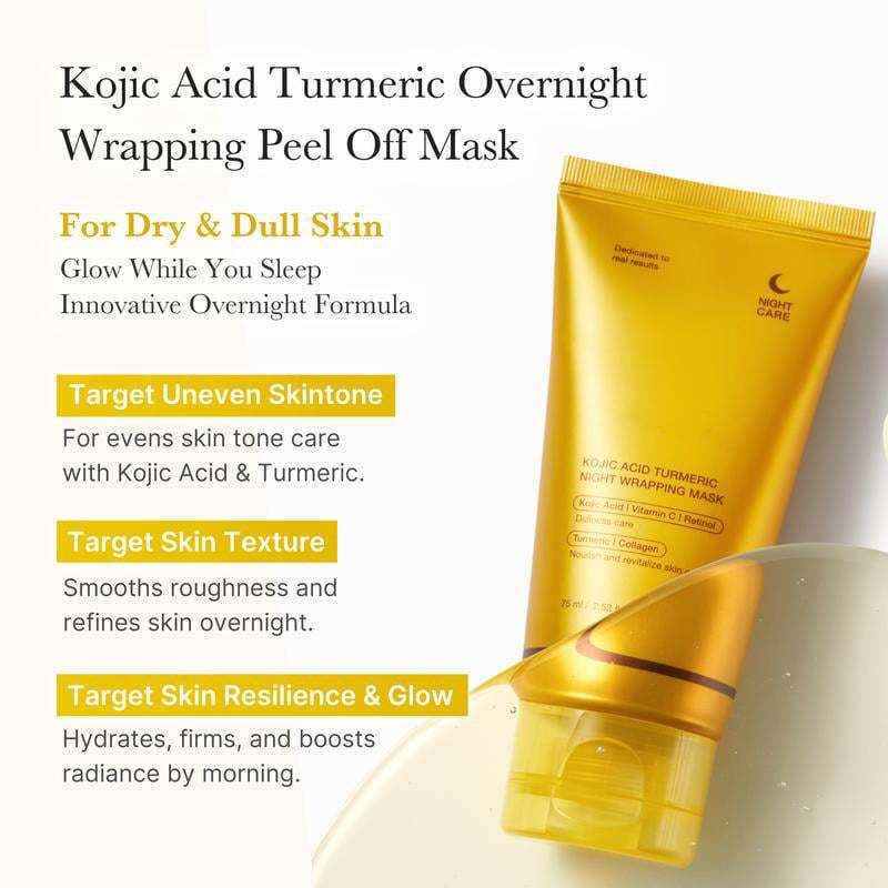 🌿✨ Kojic Acid Turmeric Night Wrapping Mask
