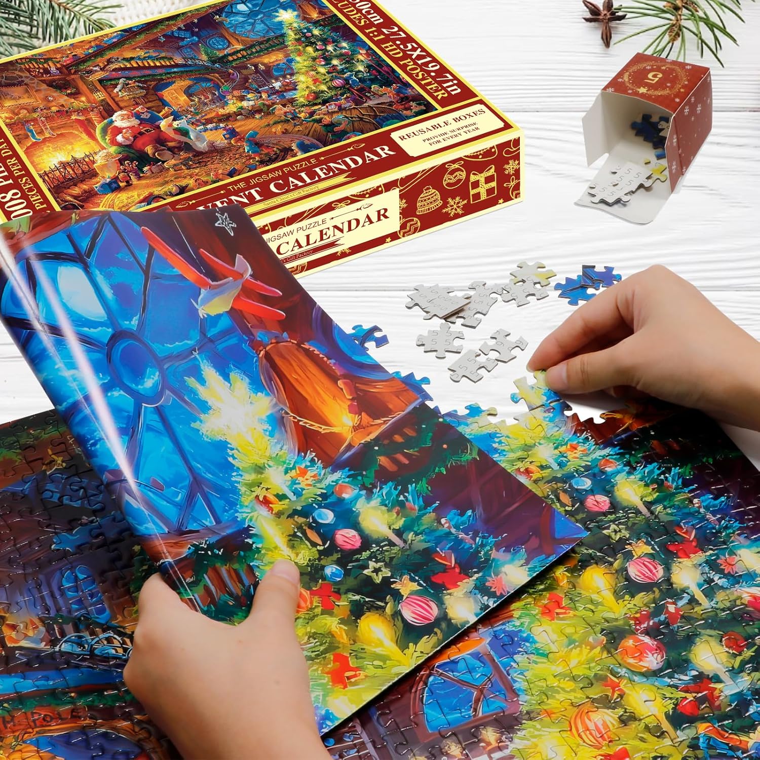 Pukamam Advent Calendar 2024 Jigsaw Puzzle 1008 Pieces Puzzle 24 Days Christmas Countdown Calendars for Kids Adults