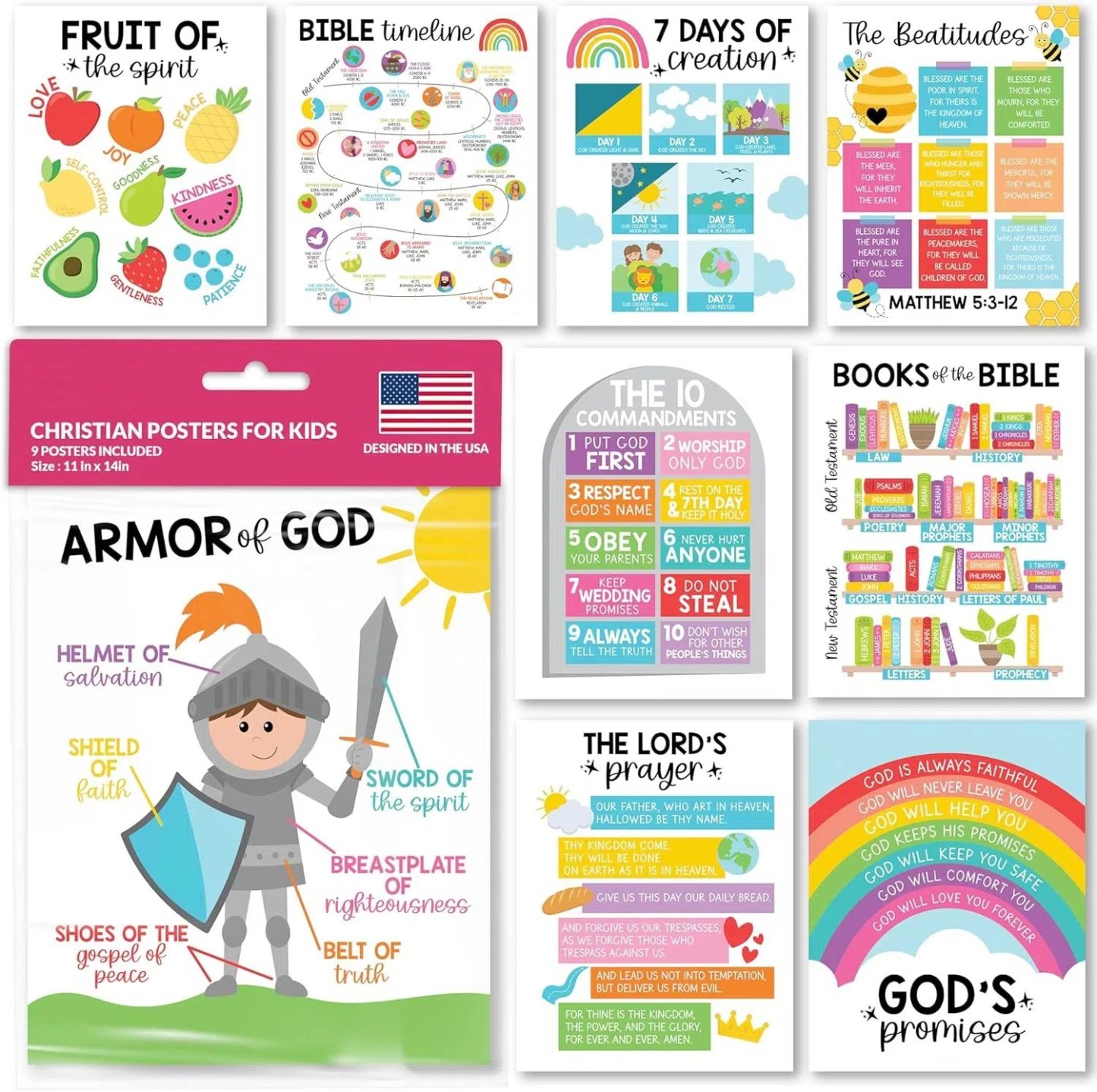 Christian Posters for Kids - 9/15 Posters Included