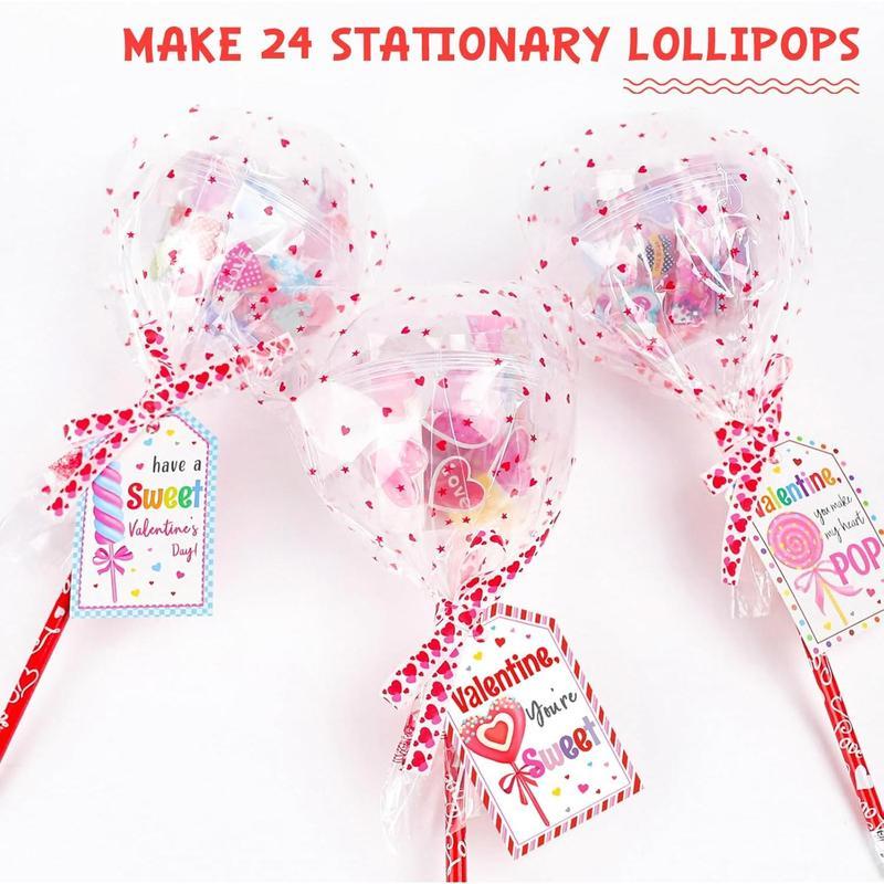 🔥Valentine's Day deals 49% OFF - Valentines Day Gifts for Kids - 24 Pack Giant Lollipop-Shaped Stationery Set