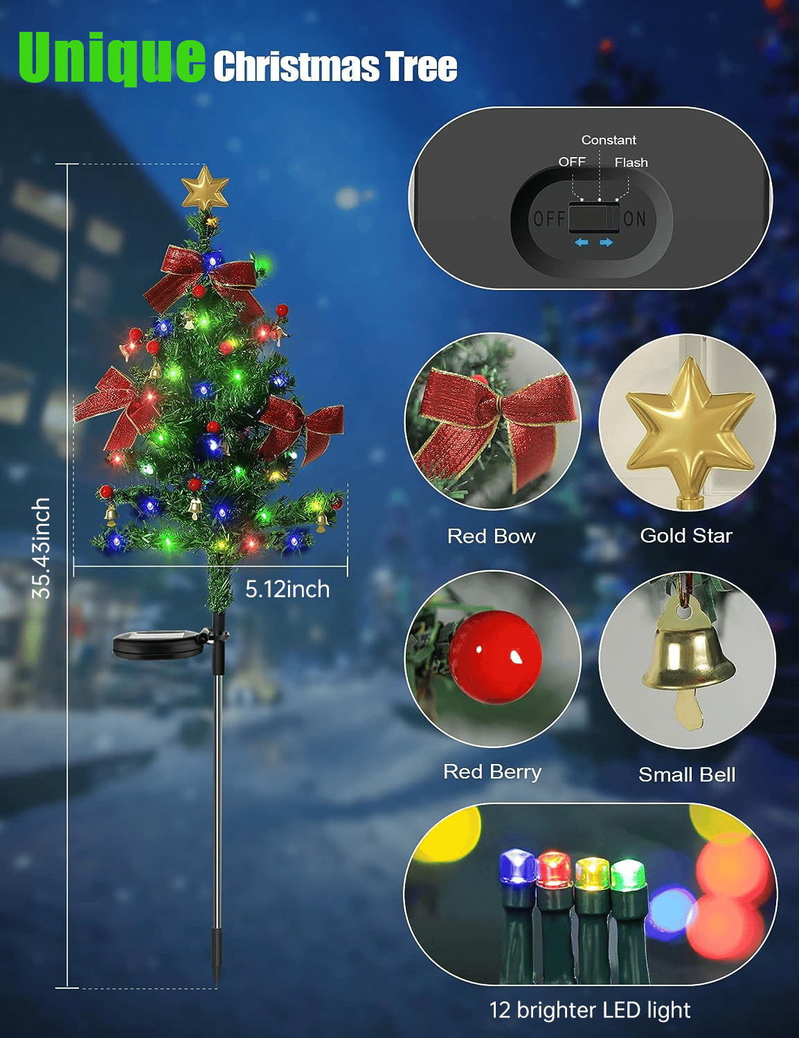 Solar Christmas Trees Lights Outdoor Decoration Waterproof