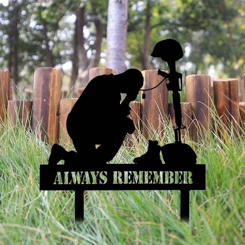 Memorial metal plaque for fallen soldiers, yard decoration