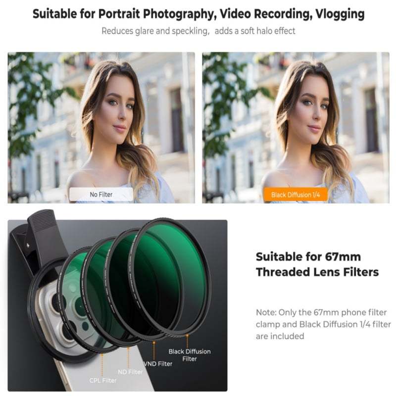 52/67MM Phone Lens Filter Kit For All Phones Models