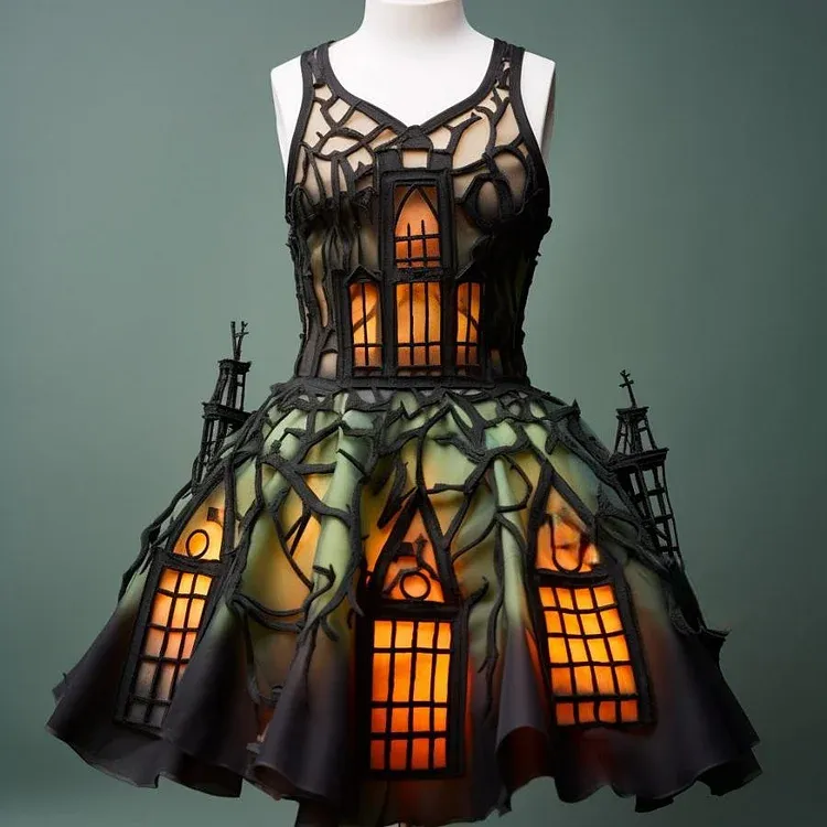 These stunning Halloween Silhouette Dresses Will Light Up Your Spooky Season!（Glow is a picture effect）