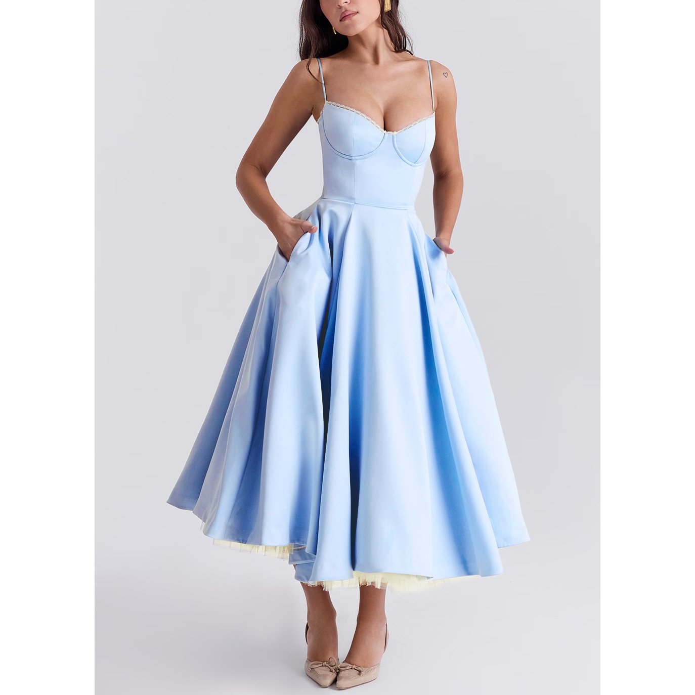 🔥Final Hot Sale-49% OFF🔥 Satin Tulle Midi Dress(FREE SHIPPING)