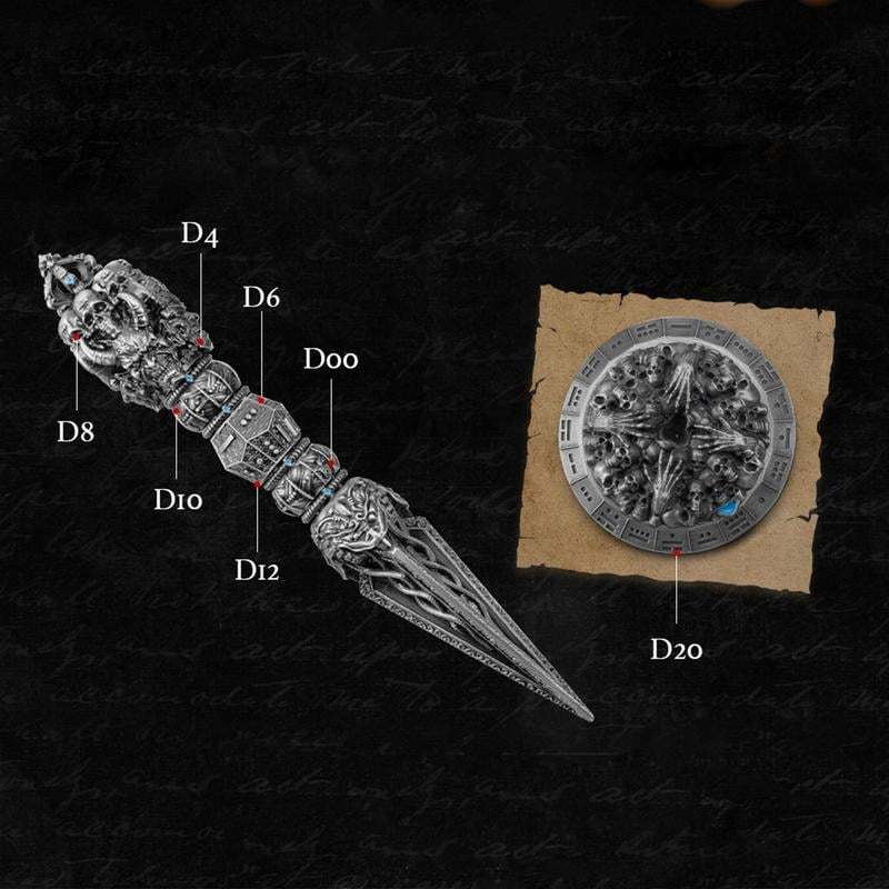 🔥2025 Hot Sale 49% OFF - Metal Wand Skull Dice & Bone RPG Dice Set