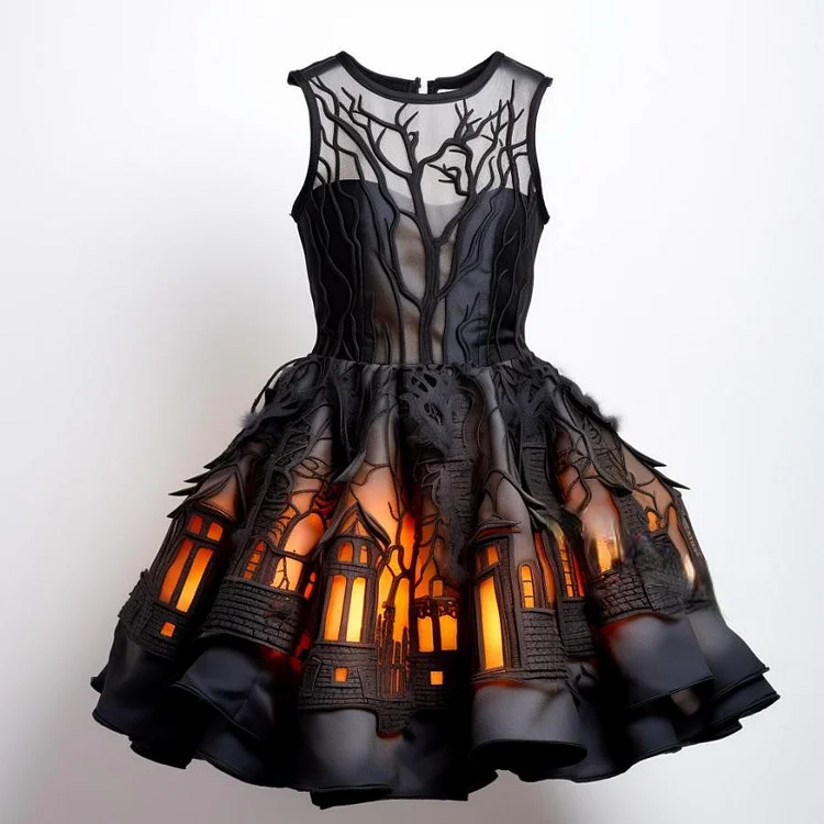 These stunning Halloween Silhouette Dresses Will Light Up Your Spooky Season!（Glow is a picture effect）