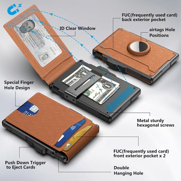 🎁2025 Hot Sale Now — AirTag Wallet - with Pop Up Aluminum Case