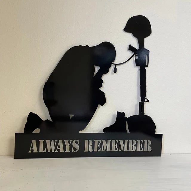 Memorial metal plaque for fallen soldiers, yard decoration