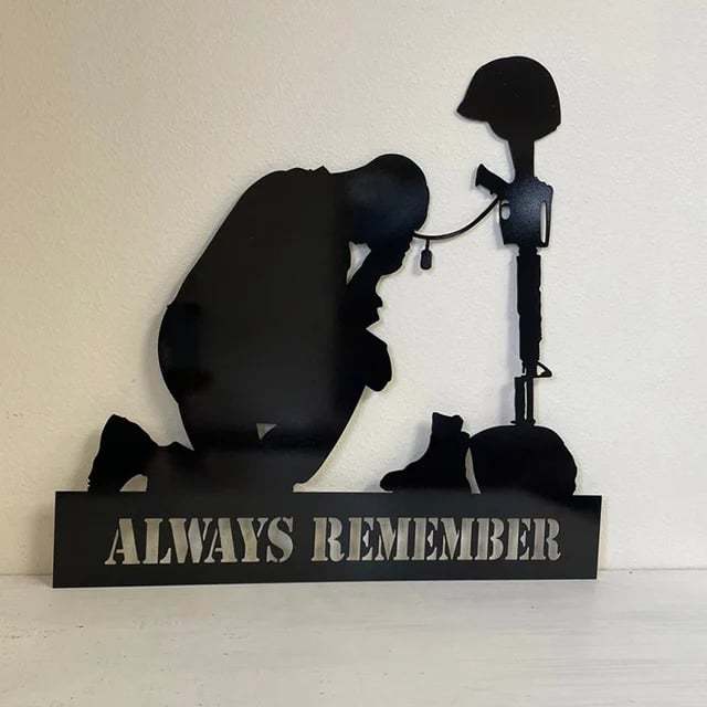 Memorial metal plaque for fallen soldiers, yard decoration