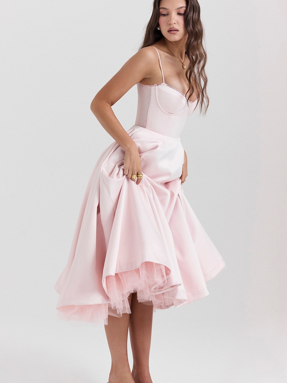 🔥Final Hot Sale-49% OFF🔥 Satin Tulle Midi Dress(FREE SHIPPING)