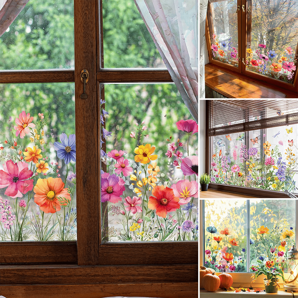 🔥2025 Hot Sale 49% OFF - Colorful Floral Bouquet Window Sticker(Cut to size freely)