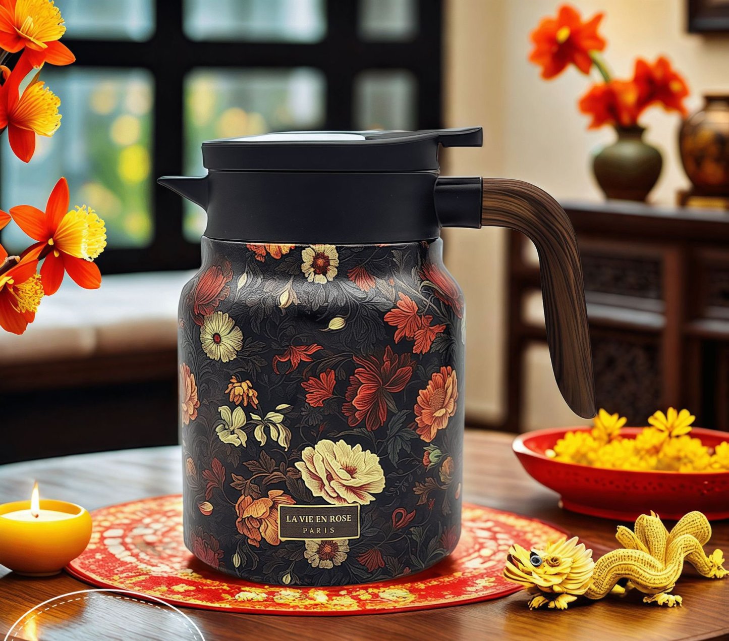 🔥2025 Hot Sale 49% OFF - Vintage Floral Pattern Tea Thermos – Built-In Infuser