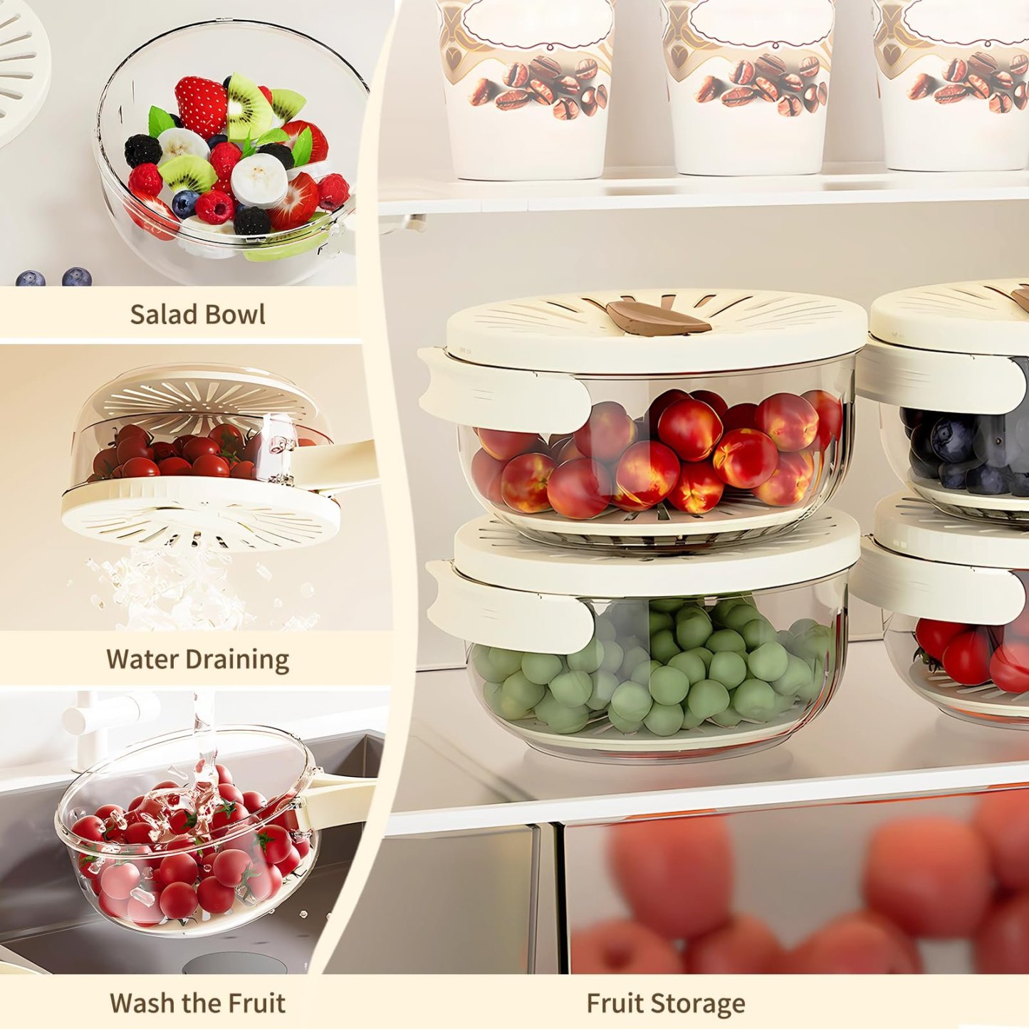 🎁2025 Hot Sale Now — 3 in 1 Kitchen Colanders Bowl