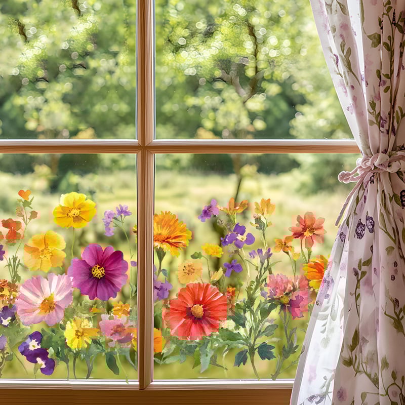 🔥2025 Hot Sale 49% OFF - Colorful Floral Bouquet Window Sticker(Cut to size freely)