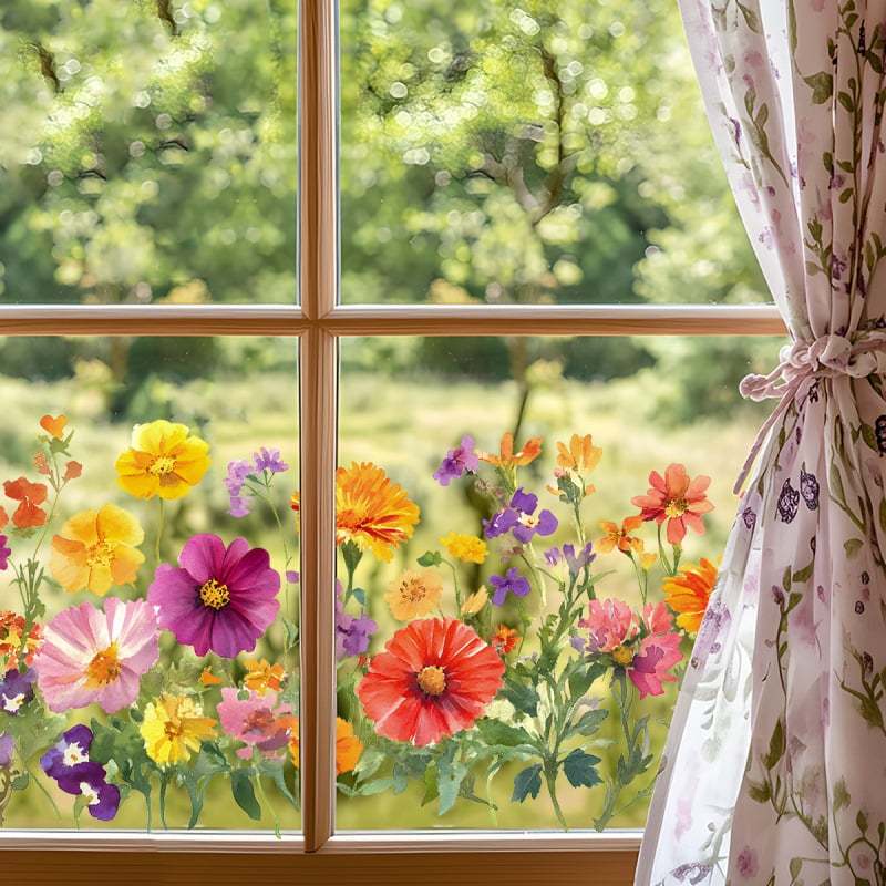 🔥2025 Hot Sale 49% OFF - Colorful Floral Bouquet Window Sticker(Cut to size freely)
