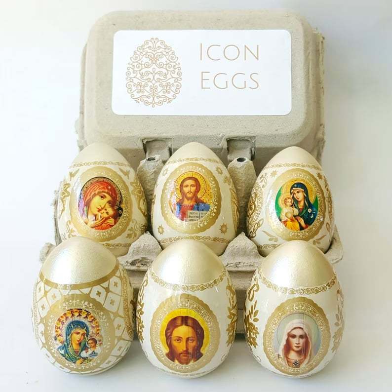Wooden Icon Easter Eggs