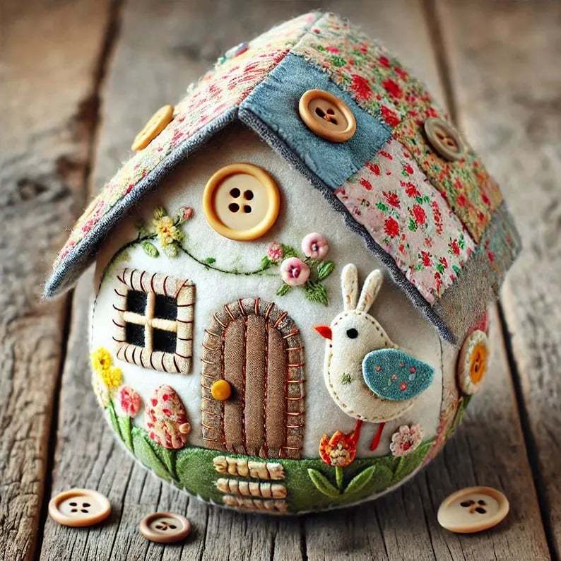 🔥BUY 2 GET 1 FREE - 🏡🥚Patchwork Felt Egg House DIY Kit
