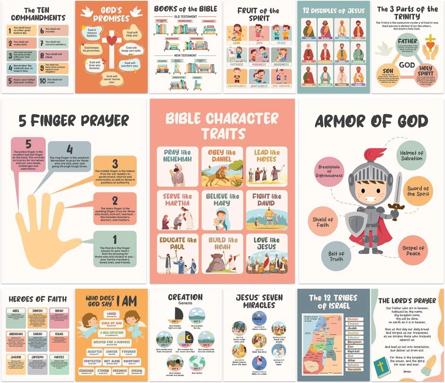 Christian Posters for Kids - 9/15 Posters Included