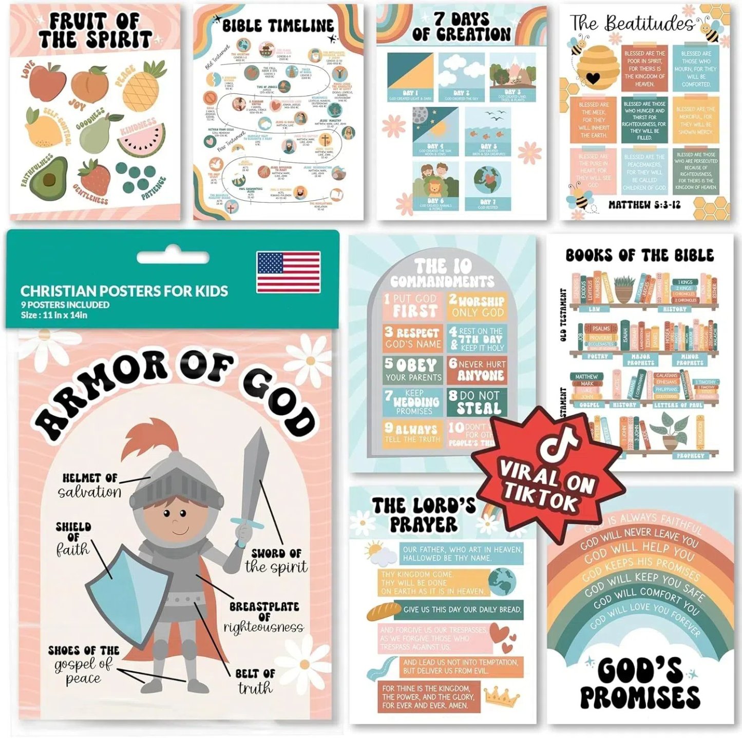 Christian Posters for Kids - 9/15 Posters Included