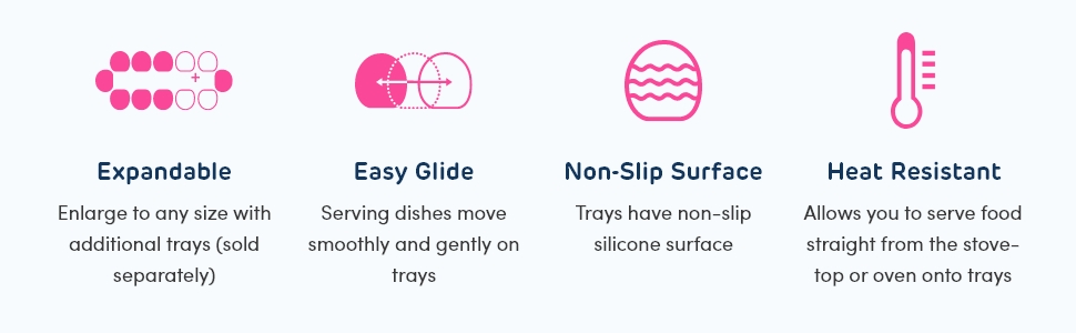 Easy Glide, Non-Slip Surface, Heat Resistant, Expandable