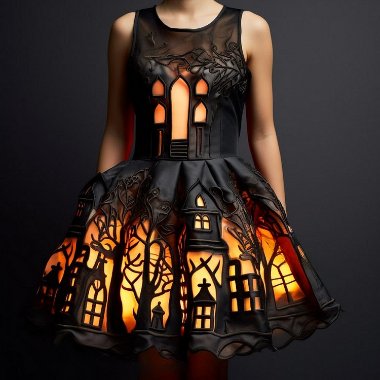 These stunning Halloween Silhouette Dresses Will Light Up Your Spooky Season!（Glow is a picture effect）
