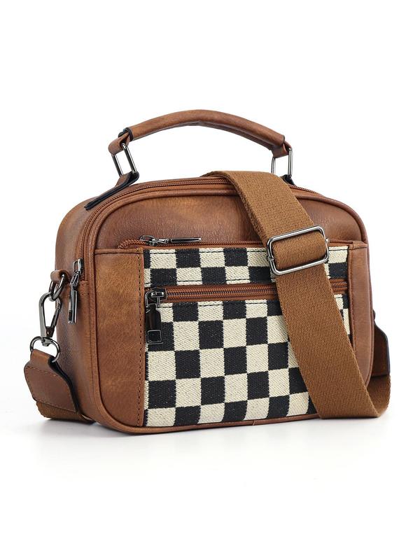 🔥Hot Sale Now 49% OFF - Checkerboard Pattern Colorblock Crossbody Bag