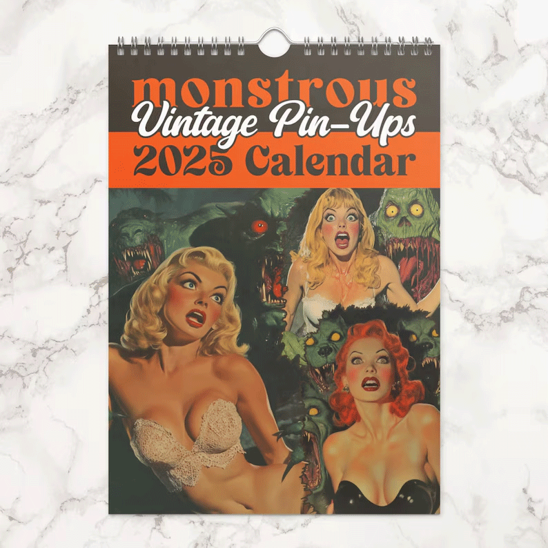 Monstrous Vintage Pin-Ups 2025 Wall Calendar | Dark Romance & Surreal 