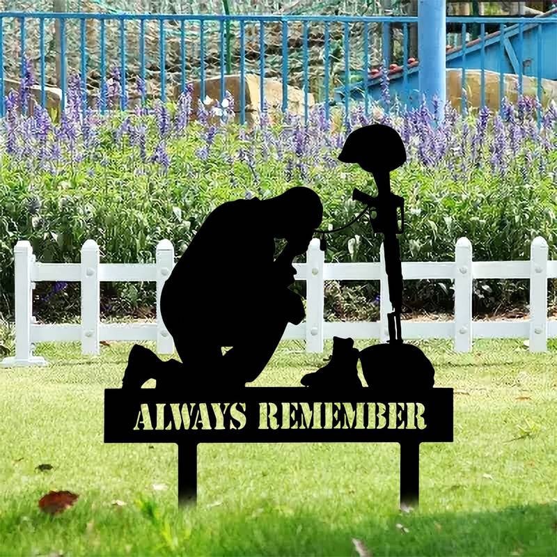 Memorial metal plaque for fallen soldiers, yard decoration