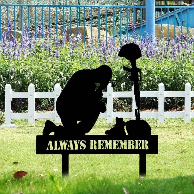 Memorial metal plaque for fallen soldiers, yard decoration