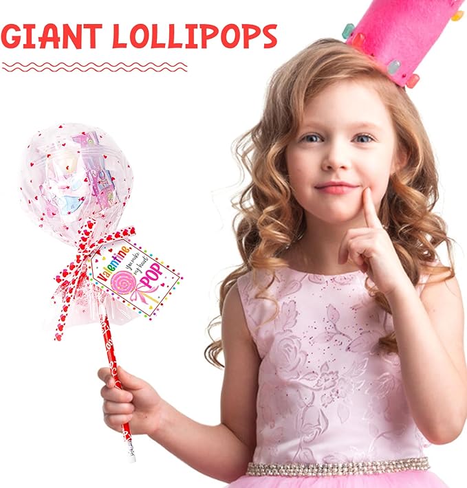 🔥Valentine's Day deals 49% OFF - Valentines Day Gifts for Kids - 24 Pack Giant Lollipop-Shaped Stationery Set