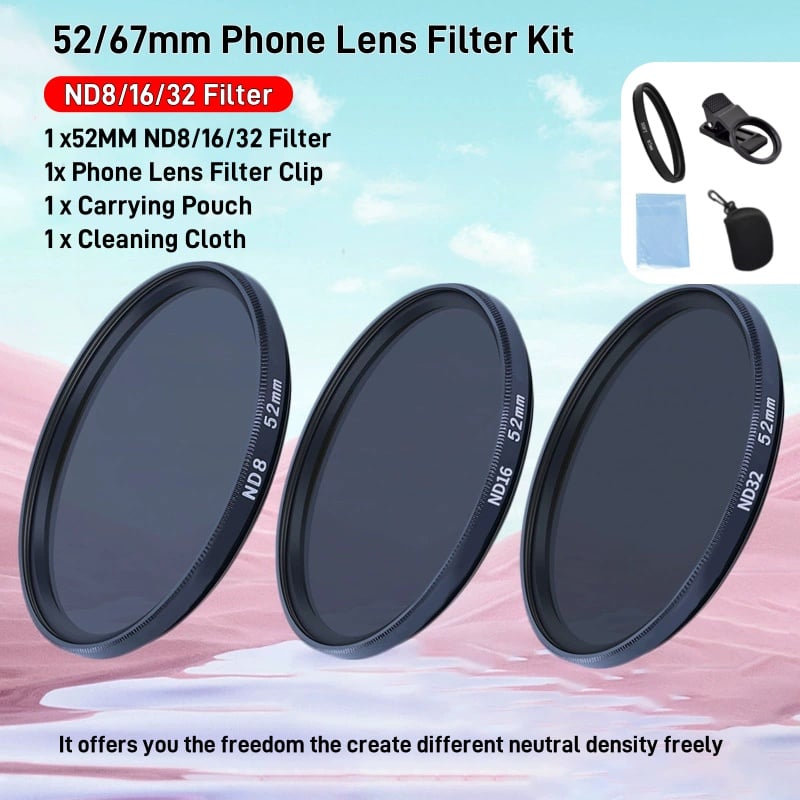52/67MM Phone Lens Filter Kit For All Phones Models