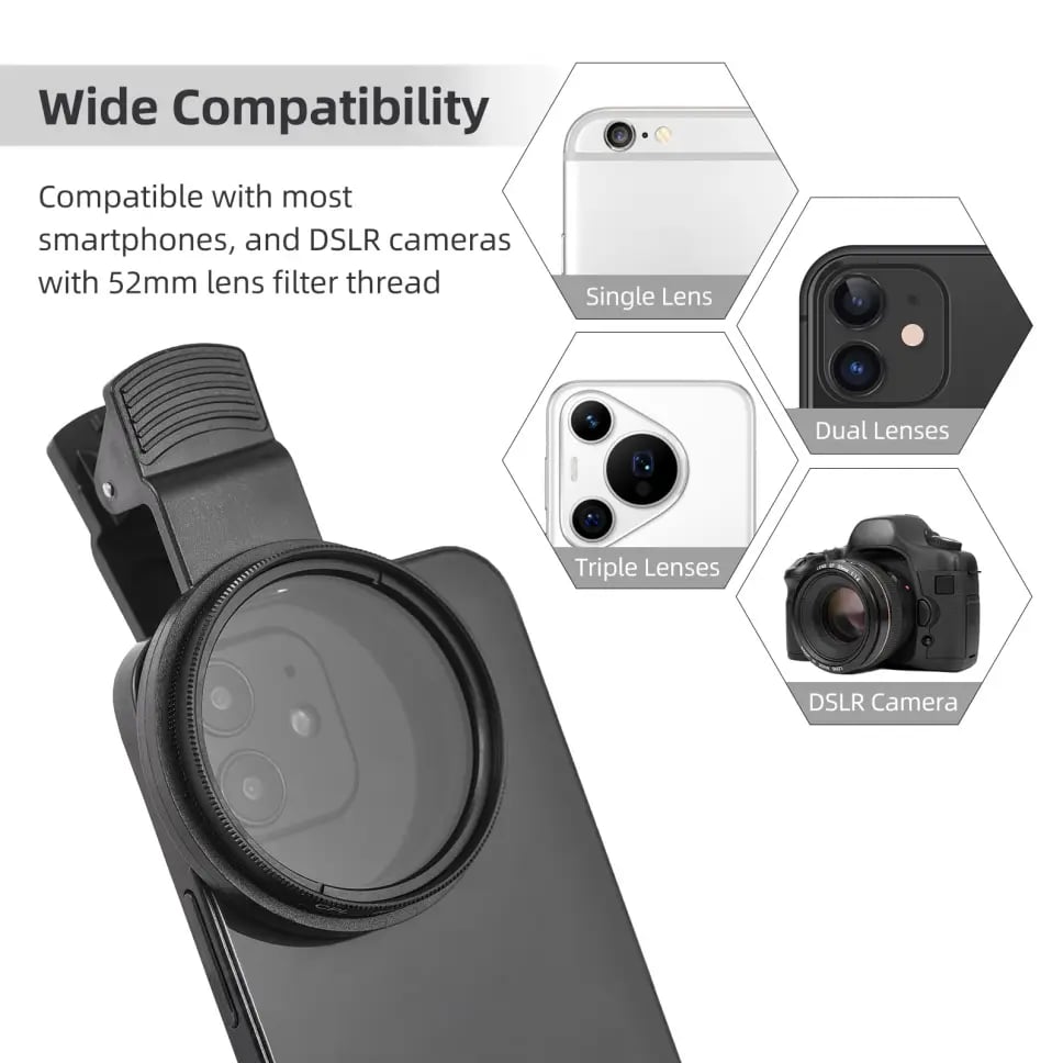 52/67MM Phone Lens Filter Kit For All Phones Models