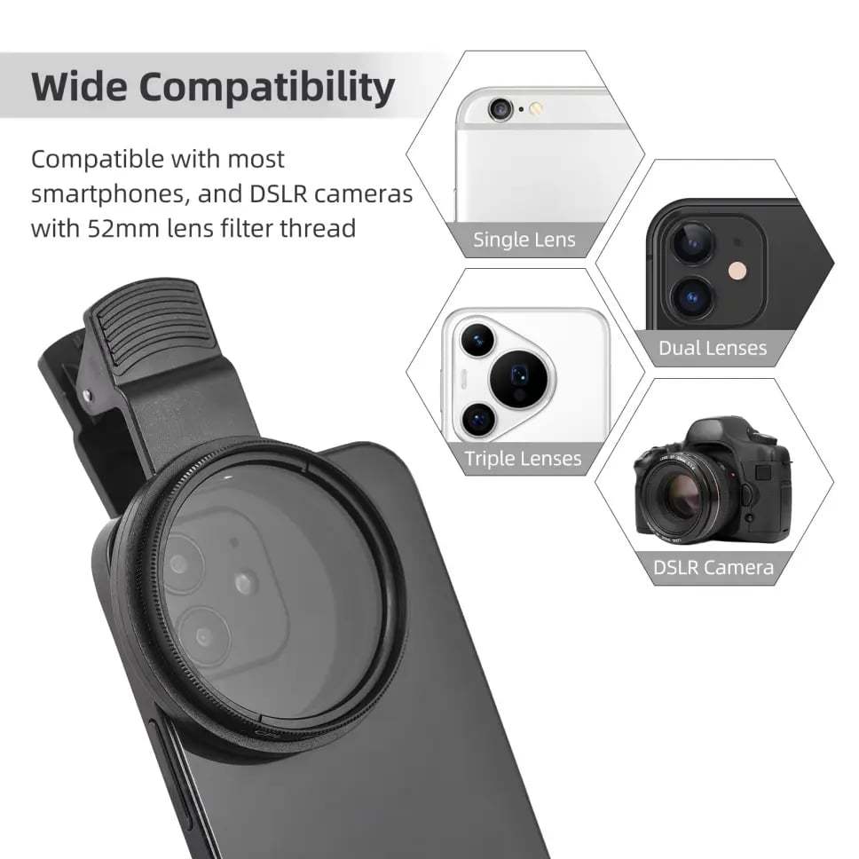 52/67MM Phone Lens Filter Kit For All Phones Models