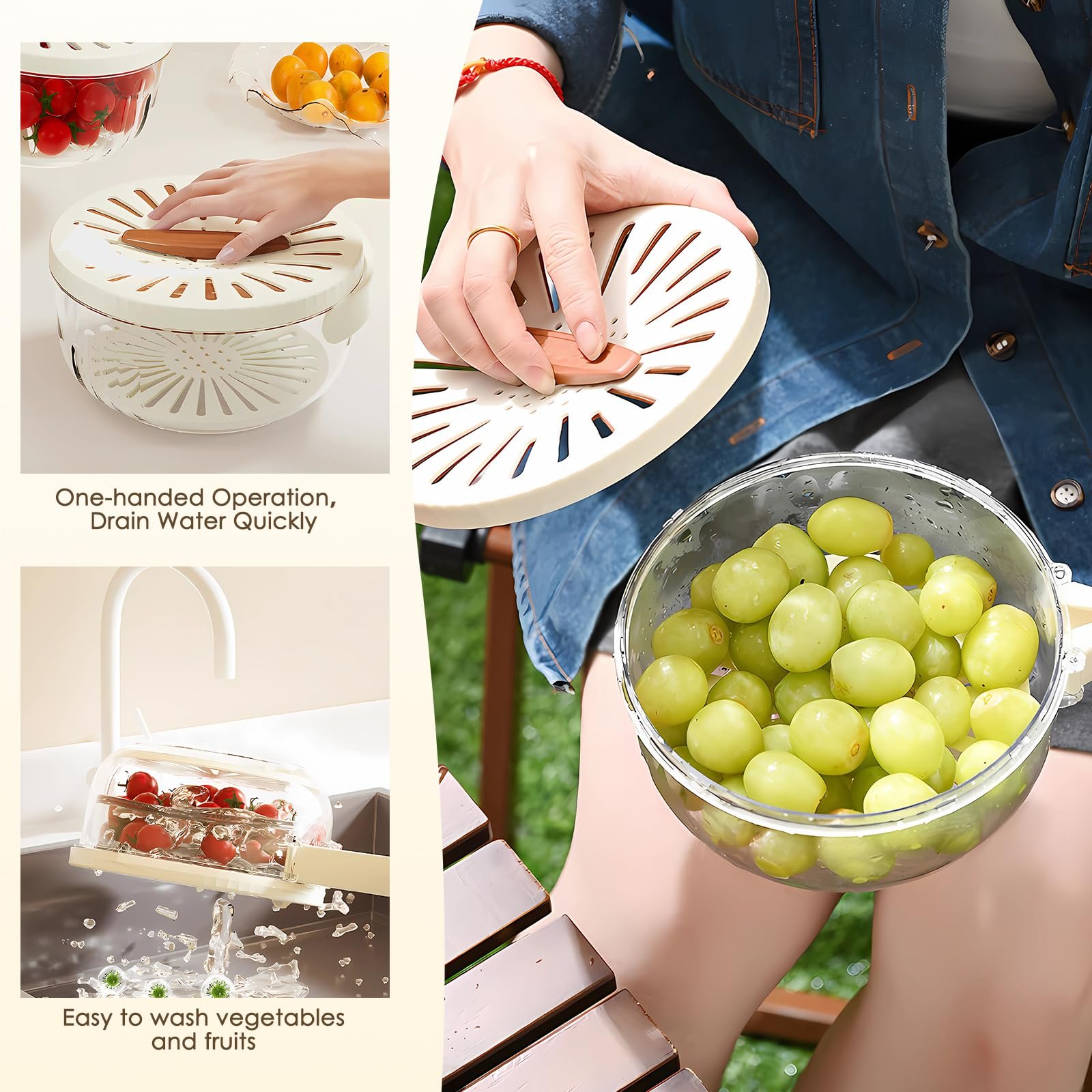 🎁2025 Hot Sale Now — 3 in 1 Kitchen Colanders Bowl