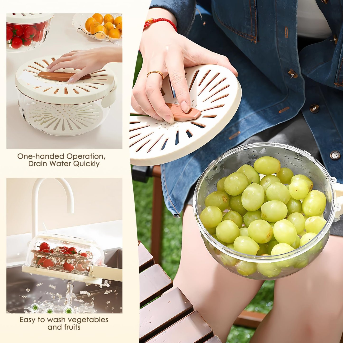 🎁2025 Hot Sale Now — 3 in 1 Kitchen Colanders Bowl