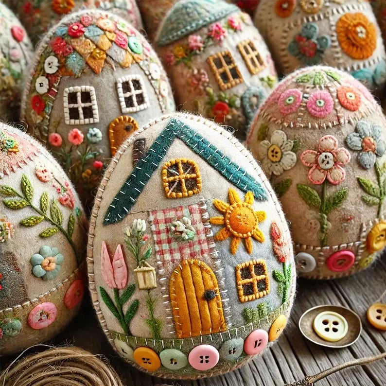 🔥BUY 2 GET 1 FREE - 🏡🥚Patchwork Felt Egg House DIY Kit