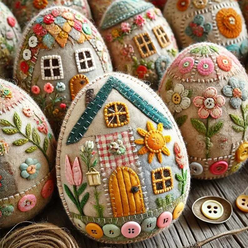 🔥BUY 2 GET 1 FREE - 🏡🥚Patchwork Felt Egg House DIY Kit