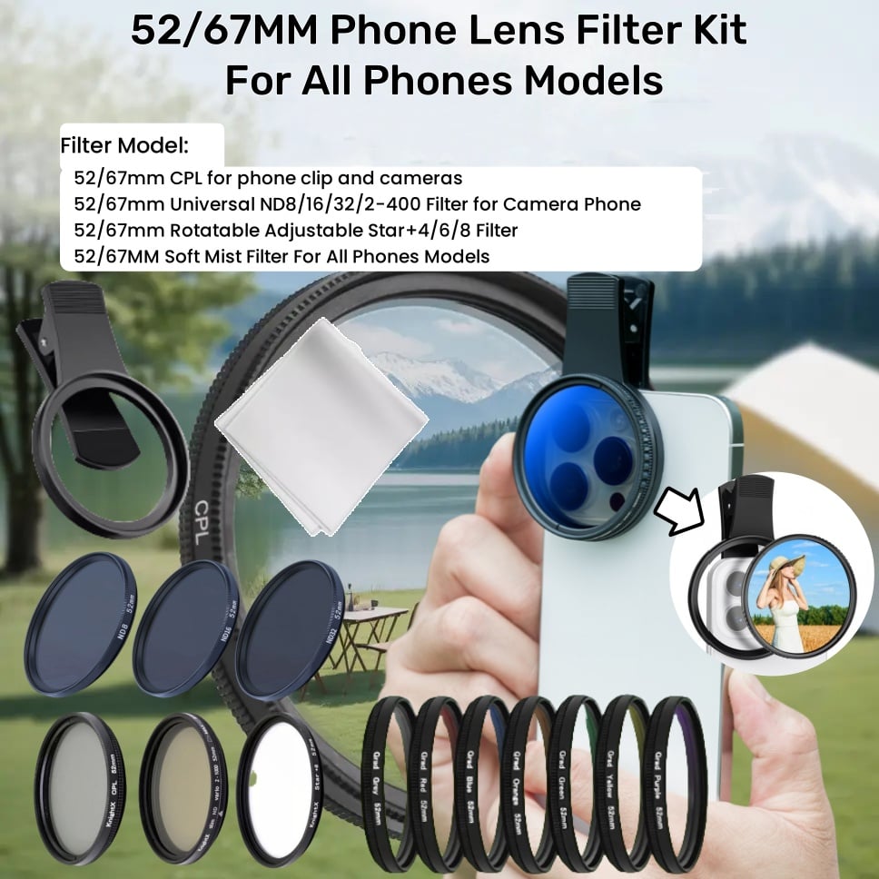 52/67MM Phone Lens Filter Kit For All Phones Models