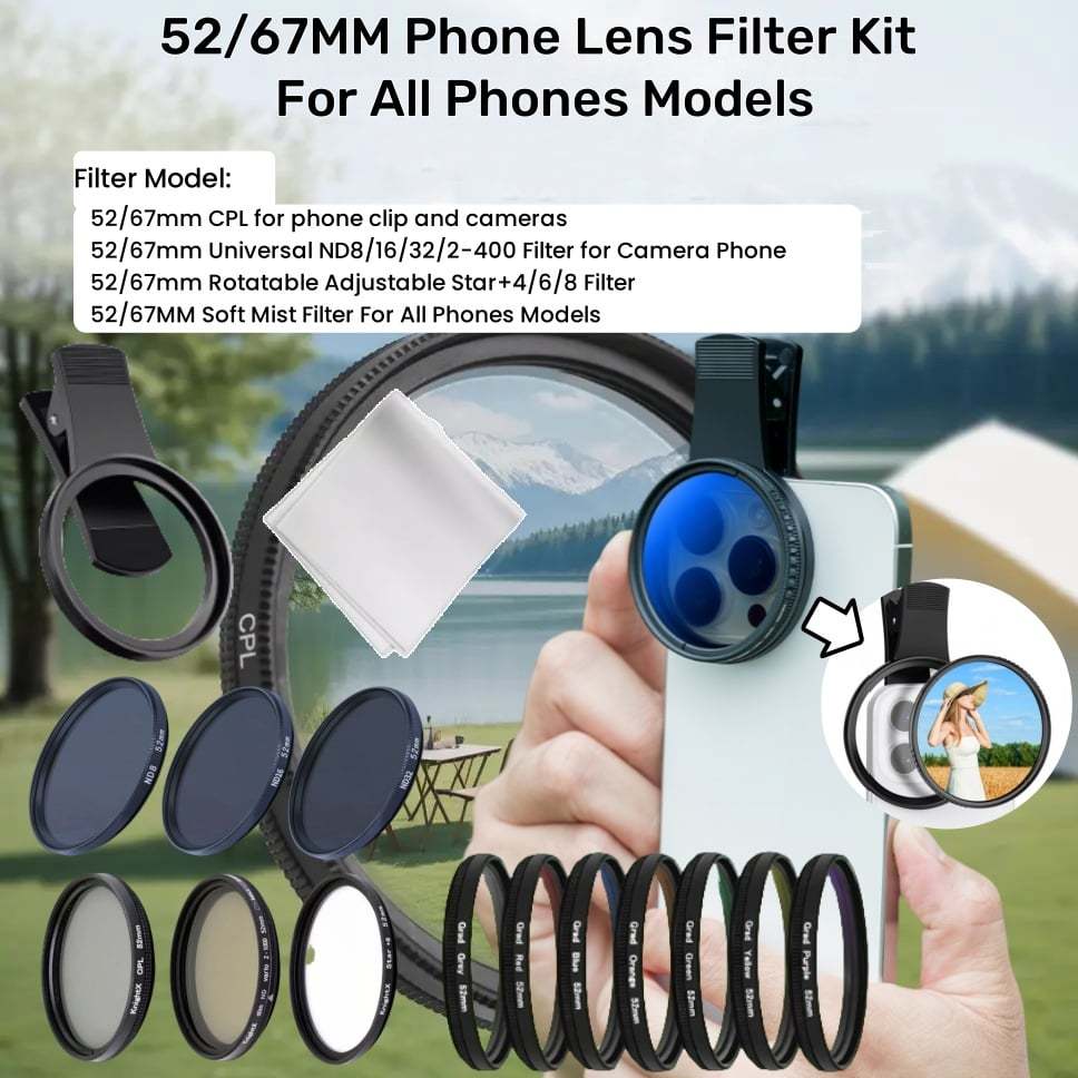 52/67MM Phone Lens Filter Kit For All Phones Models