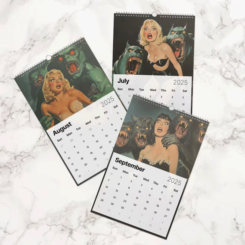 ✨Limited Sale 49% OFF✨ Monstrous Vintage Pin-Ups 2025 Wall Calendar | Dark Romance & Surreal Art with a Vintage Aesthetic