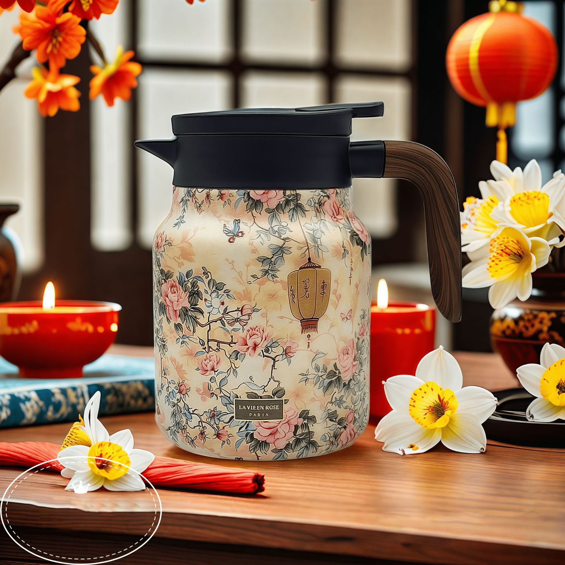🔥2025 Hot Sale 49% OFF - Vintage Floral Pattern Tea Thermos – Built-In Infuser