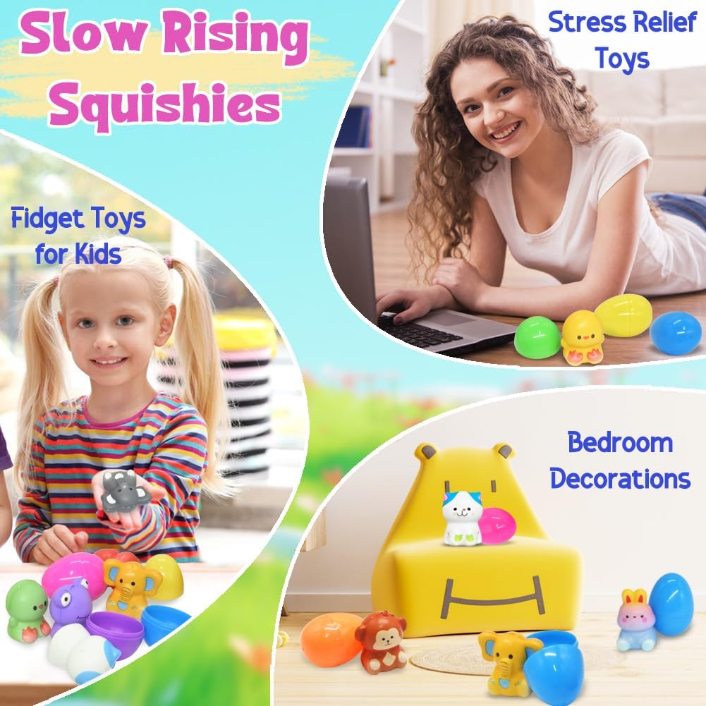 24 PCS Easter Eggs Prefilled Slow Rising Squishy Toys