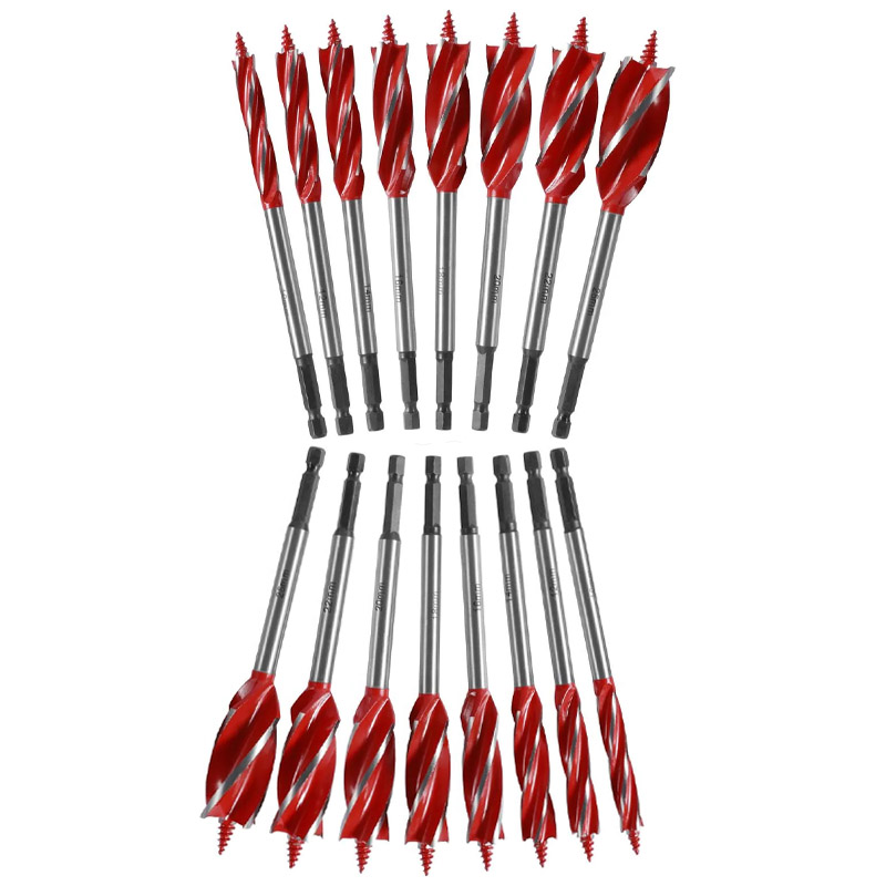 🔥Hot Sale Now 49% OFF - 8 Counts Wood Auger Drill Bit Set | High-Carbon Steel 4 Flute Cut Drilling Bit Kit |  10-25mm Self-Tapping Hex Shank Wood Hole Drill Bit