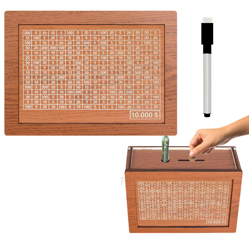 Wooden Money Box with Counter