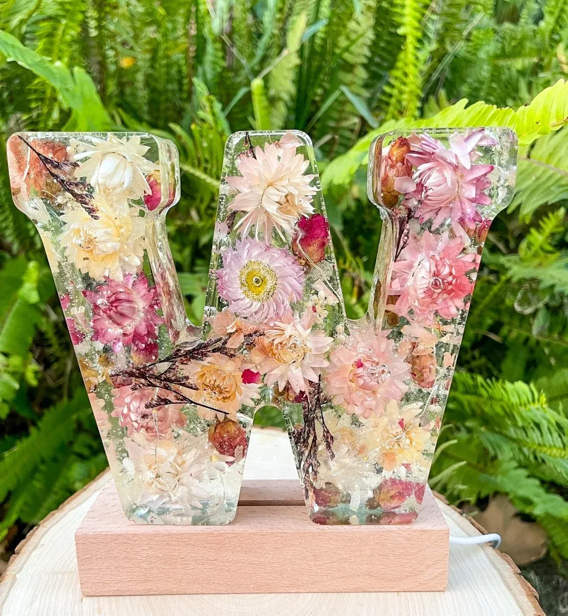 🌸Dried floral resin letter light