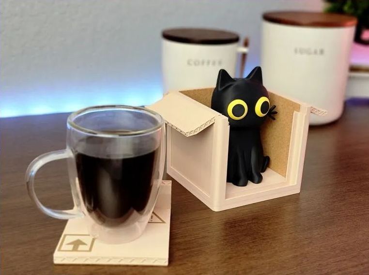 ✨Limited Sale 49% OFF✨ Adorable Cat Box Coaster Set – Purrfectly Playful! 🐱📦