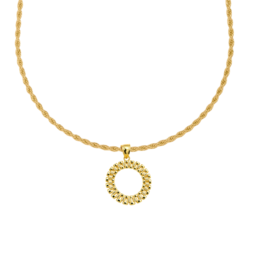 Rx Style Round Pendant Rope Chain Necklace